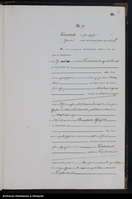 Obraz 16 z jednostki "Heiraths-Neben-Register Nr 1 - 16"