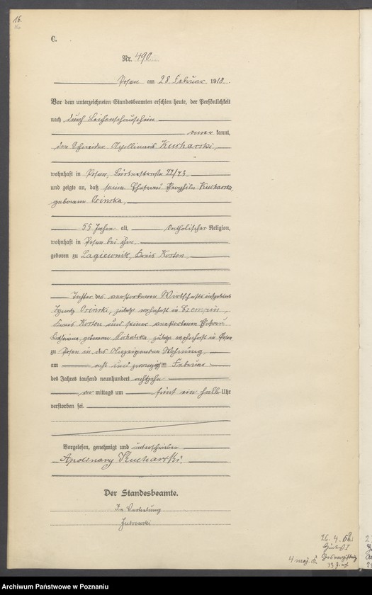 Obraz 18 z jednostki "Księga miejscowa zgonów tom II [Rejestr główny zgonów]"