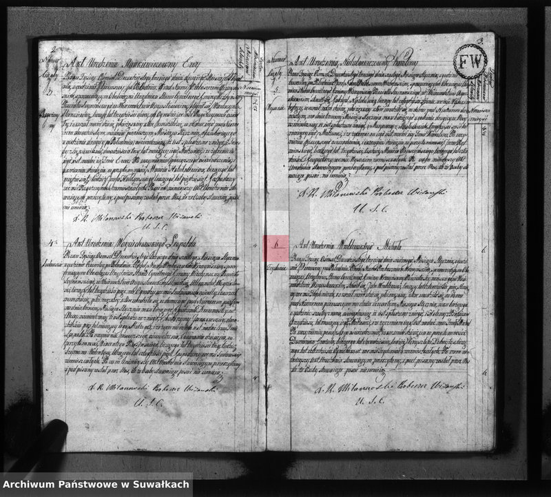 Obraz 5 z jednostki "Akta urodzonych gminy wiżańskiey obwodu seyneńskiego, w województwie augustowskim od dnia 1-go stycznia do dnia ostatniego grudnia 1823 roku"