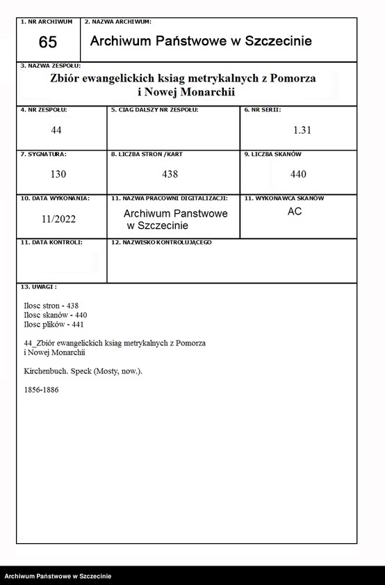 image.from.unit.number "Kirchenbuch. Speck (Mosty, now.)."