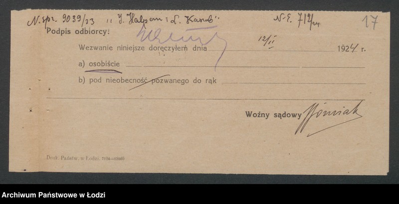 Obraz 19 z jednostki "J.Halpern i L.Kaszub- skup wyrobów włókienniczych"