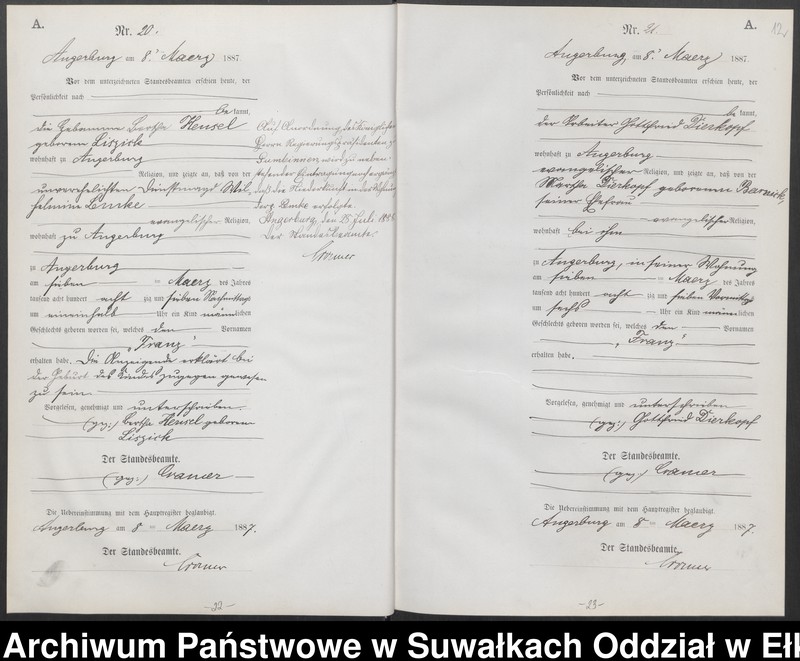 image.from.unit.number "Geburts-Neben-Register des Preussischen Standes-Amtes der Stadt Angerburg Kreis Angerburg"