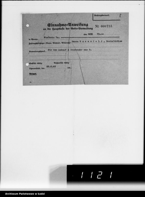 Obraz 12 z jednostki "Einnahme Anweisungen Sonderkonto"