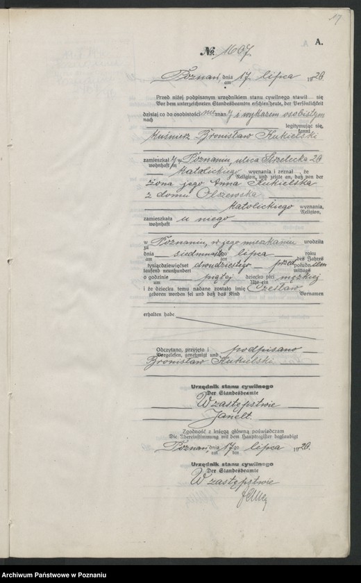 Obraz 19 z jednostki "Księga urodzeń odpis tom V [Rejestr poboczny urodzeń]"