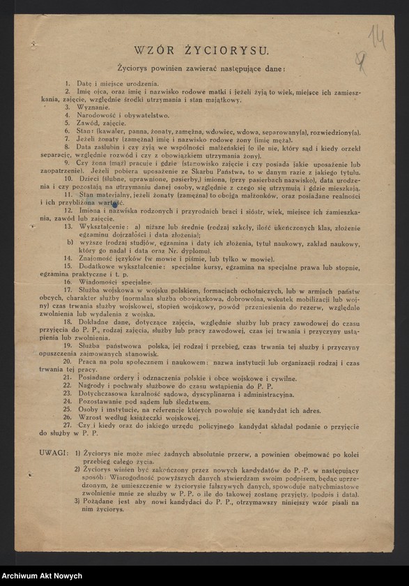 image.from.unit.number "Przyjęcie do służby w Policji Państwowej Eleonory Wandy Biczysko. Dokumentacja osobowa, korespondencja."