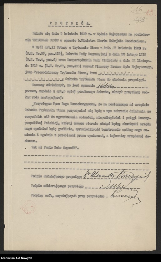 image.from.unit.number "Akta Trybunału Stanu. Akta b. Ministra Skarbu Gabriela Czechowicza."