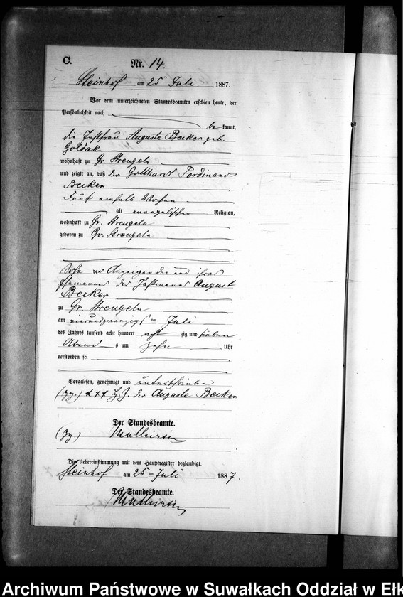 image.from.unit.number "Sterbe-Neben-Register des Preussischen Standes-Amtes Gr. Strengeln Kreis Angerburg"