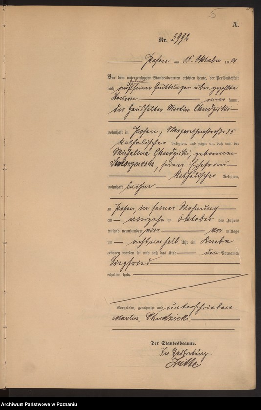 Obraz 6 z jednostki "Księga miejscowa urodzeń tom VIII"