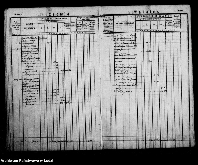 Obraz 8 z jednostki "Regestr przychodu i wydatku funduszów przechodnich oraz regestr forszusów kasy ekonomicznej m. Łodzi na r. 1859"