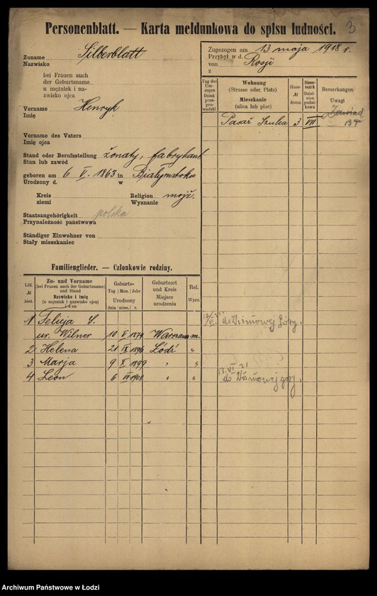 image.from.unit.number "[Spis ludności Łodzi] Zilberblatt - Zilberszpic"