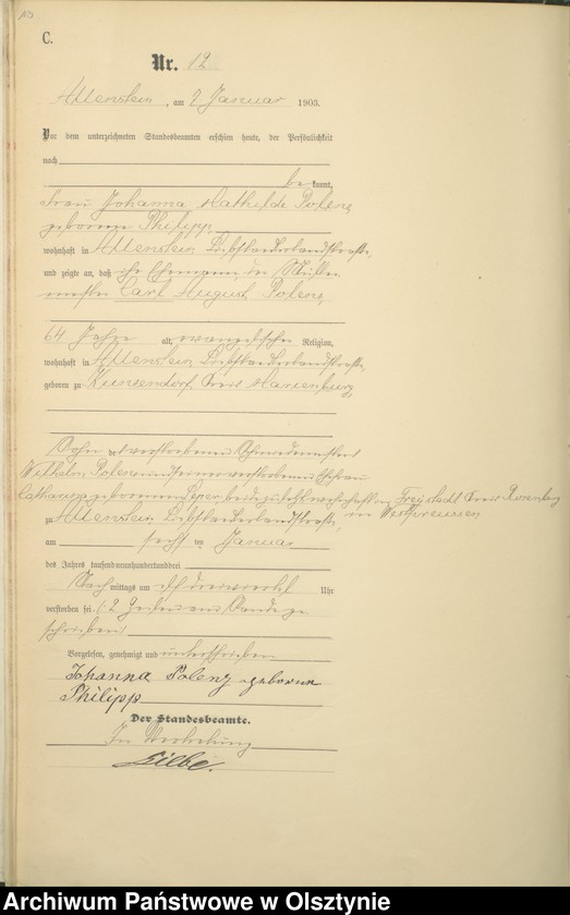 image.from.unit.number "Sterbe-Haupt-Register Tom I,Nr 1 - 395"