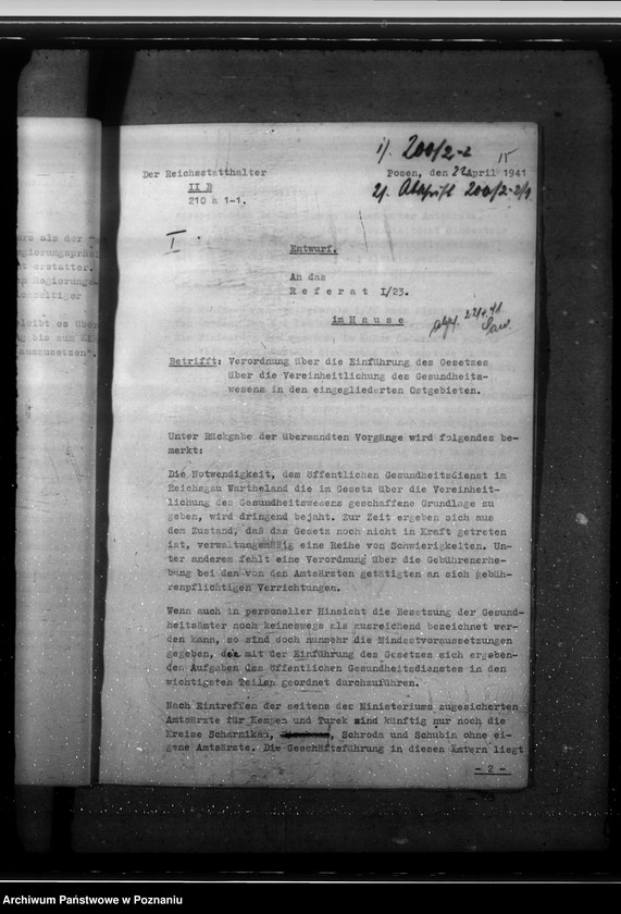 Obraz 20 z jednostki "Verordnung über die Einführung des Gesetzes über die Vereinheitlichung des Gesundheitswesens in den eingegliederten Ostgebieten."