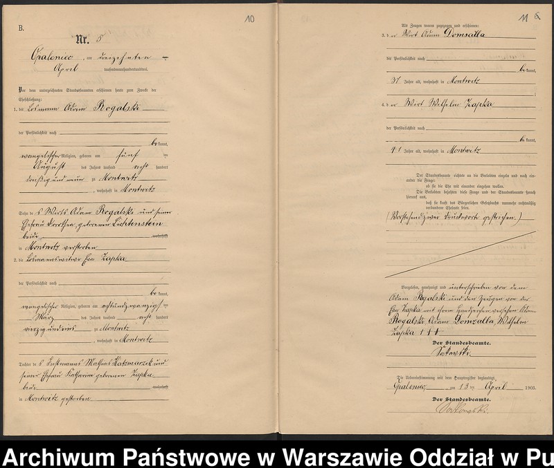 Obraz 9 z jednostki "Księga małżeństw parafii ewangelicko-augsburskiej w Opaleńcu"