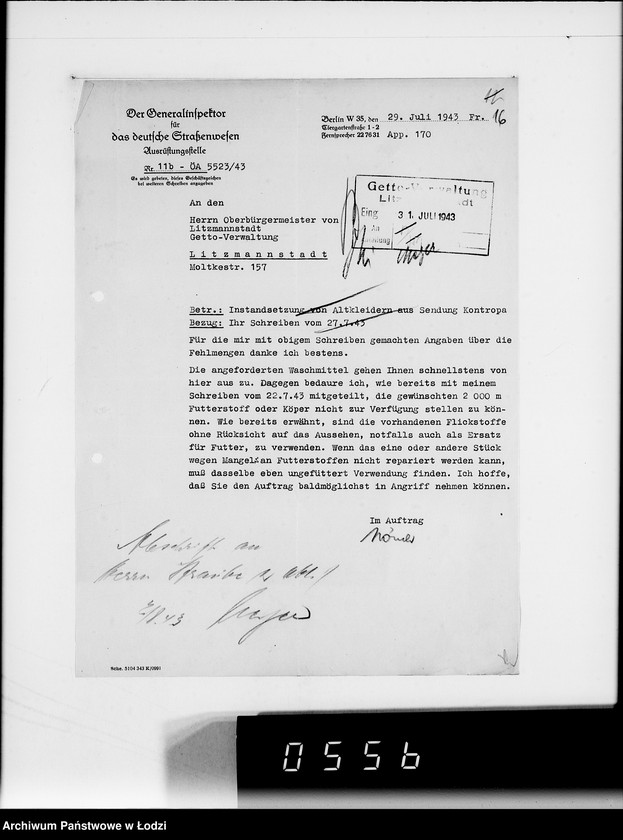 Obraz 20 z jednostki "Firma Eugen Althausen Litzmannstadt VIII [Zamówienia, rachunki, listy przesyłkowe]"