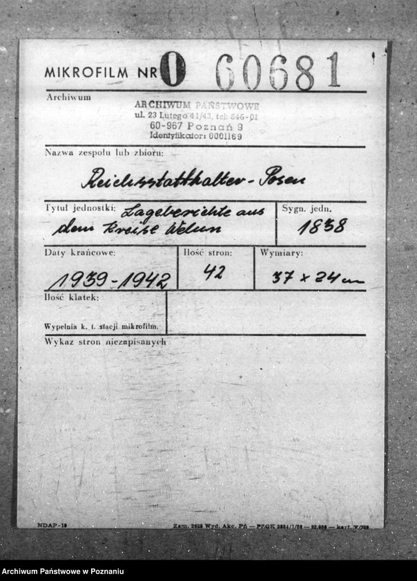 Obraz 2 z jednostki "Lageberichte aus dem Kreise Welun"