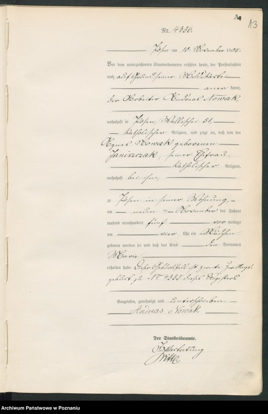 Obraz 15 z jednostki "Księga miejscowa urodzeń tom IX"