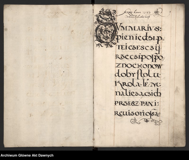 image.from.unit.number "Sumariusz pieniędzy i rejestr retenty piątej części z dochodów dóbr stołowych z terenów całej Rzeczpospolitej."