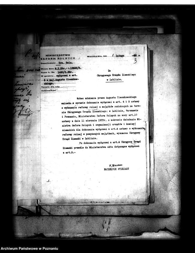 Obraz 7 z jednostki "Majątek Wierzenica powiatu poznańskiego wyłączenie z art. 4 i 5 ustawy o reformie rolnej August Cieszkowski"