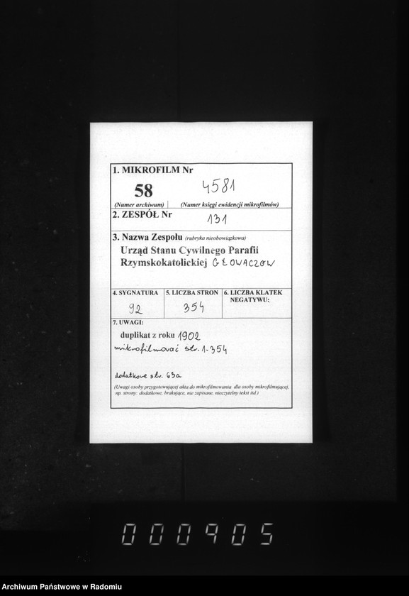 image.from.unit.number "Dublikat aktov graždanskago sostoâniâ ob urodivših, brakosočetavšihsâ i umerših v rim. kat. prihode Glovačev za 1902 god"