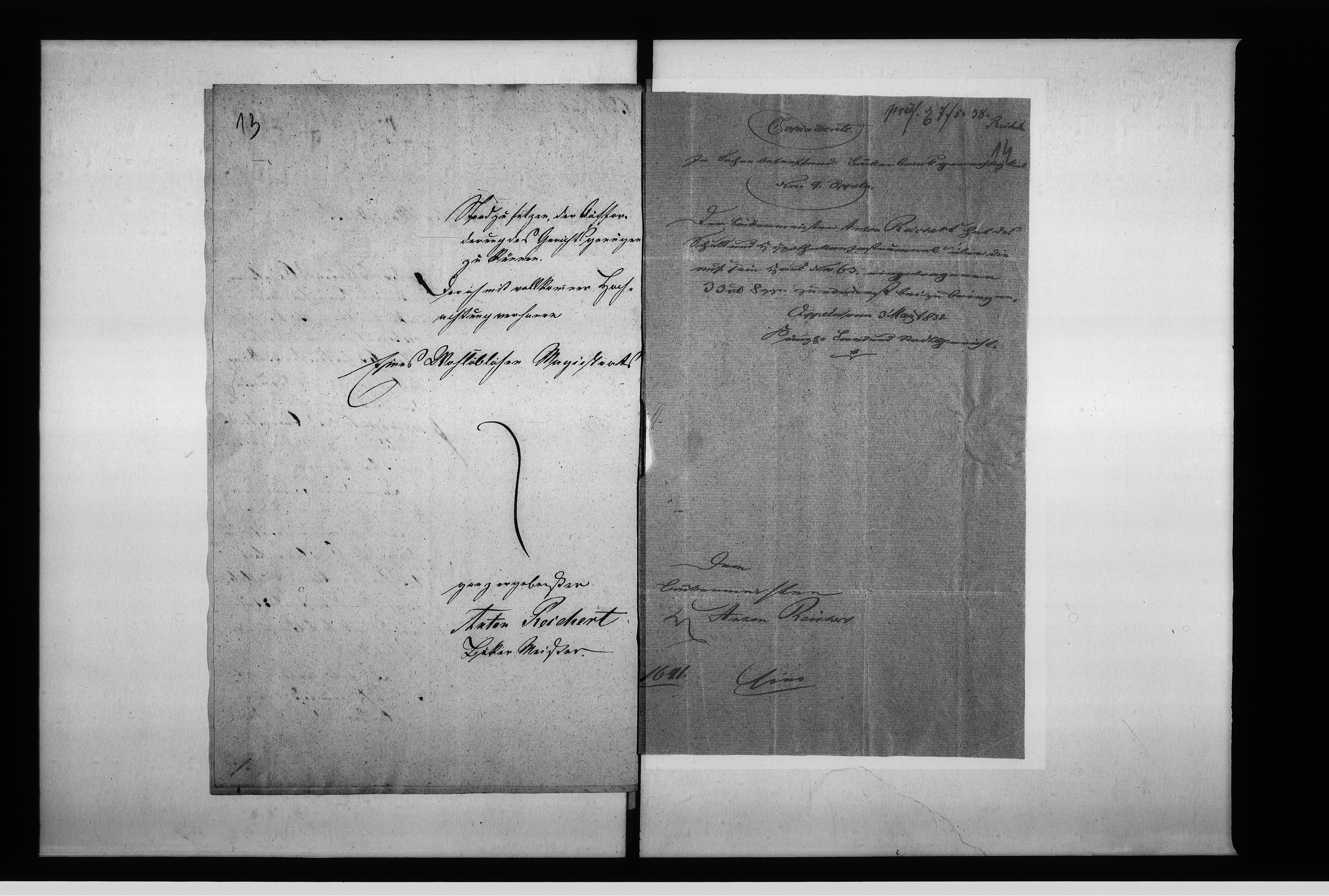 Obraz 13 z jednostki "Acta des Magistrats zu Oppeln betreffend: die Ablösung der Bäckerbankgerechtigkeit der Adalbert Reichertschen Erben sub Nro 9"