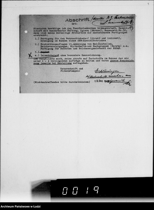 Obraz 17 z jednostki "[Korespondencja firm niemieckich oferujących dostawę środków chemicznych, farb, maszyn wiertniczych, tokarek i innych urządzeń oraz wapna dla zakładów produkcyjnych w Getcie].I-J-K."