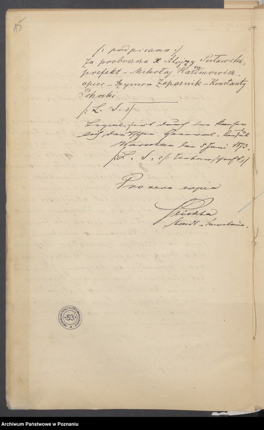 Obraz 17 z jednostki "Die von den Verlobten beigebrachten Urkunden zur Eheschliessung pro 1875"