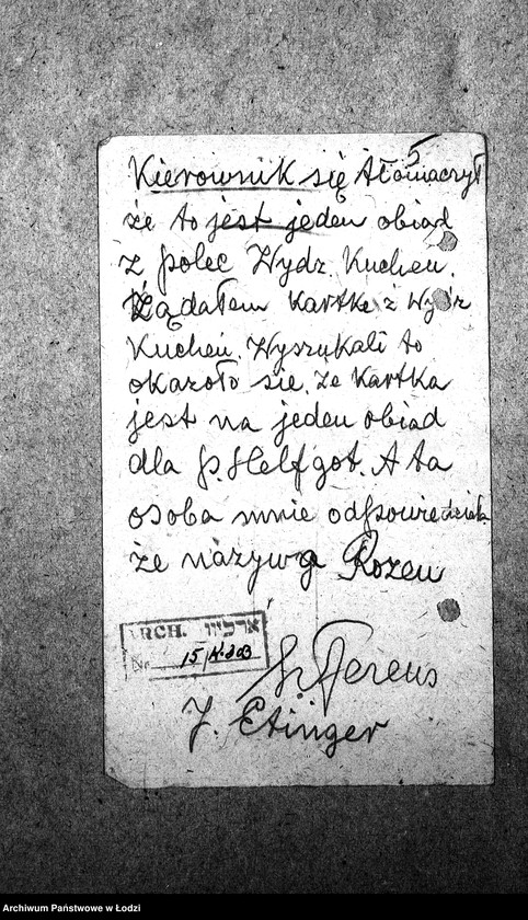 Obraz 8 z jednostki "[Kuchnia nr 303, ul. Limanowskiego 8. Kuchnia, ul. Limanowskigo 22. Kuchnia nr 305, ul. Limanowskiego 26. Kuchnia nr 341, ul. Limanowskiego 28. Działalność kuchni, personel, konsumenci, kontrole]"