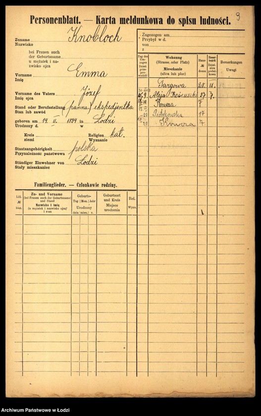 Obraz 11 z jednostki "[Spis ludności Łodzi] Knobloch - Kobyłecki"