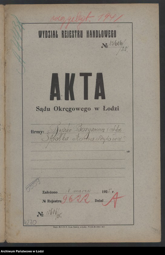 Obraz 2 z jednostki "Byszko Boryszewicz i S-ka- spółka komandytowa- handel hurtowy i detaliczny maszynami do szycia, rowerami i ich częściami"