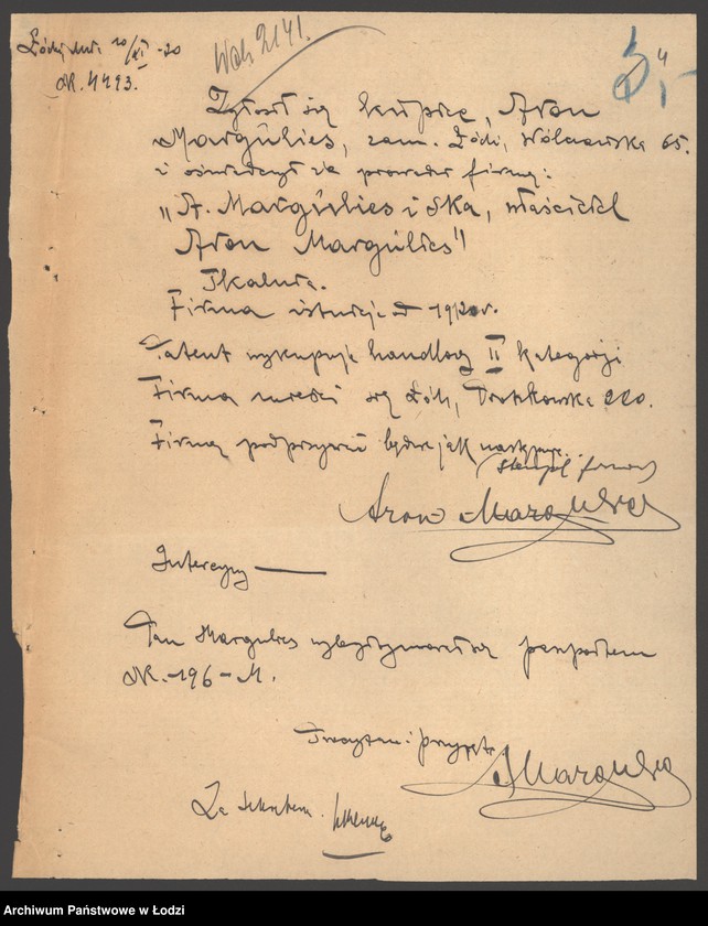 image.from.unit.number "A.Margulies i S-ka- właściciel Aron Margulies- tkalnia"