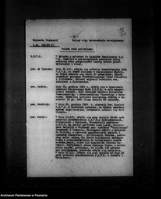 Obraz 16 z jednostki "Sprawozdanie sytuacyjne miesięczne za miesiąc grudzień 1929 r. działy I-IV"