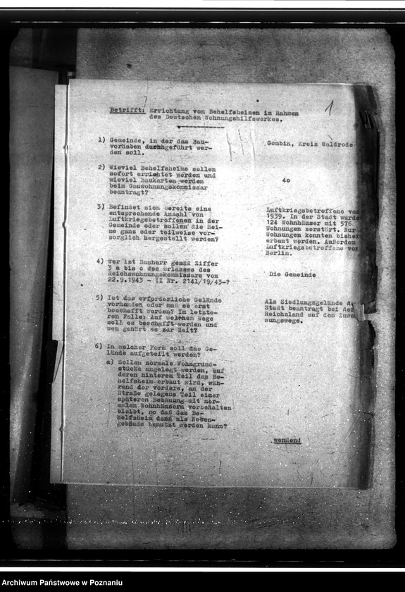 Obraz 5 z jednostki "Bau von Behelfsheimen in Gąbin, Kreis Waldrode (Gostynin)"