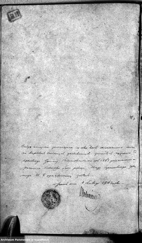 image.from.unit.number "Duplikat Urodzonych, Zaślubionych i Zmarłych Sekty Filiponów Okręgu Krasnohruda za rok 1863"