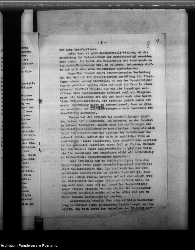 Obraz 13 z jednostki "Berufsgerichtliche Verfahren gegen Ärzte"