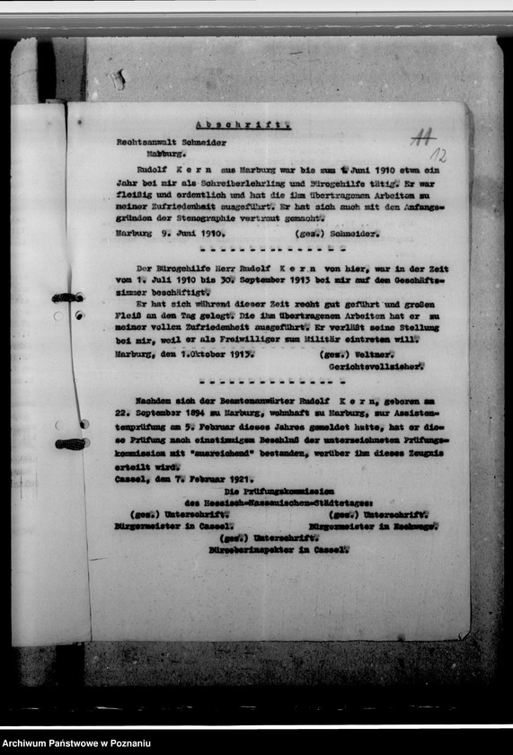 Obraz 16 z jednostki "Kern, Rudolf, Personalkten des Amtsinspektors"