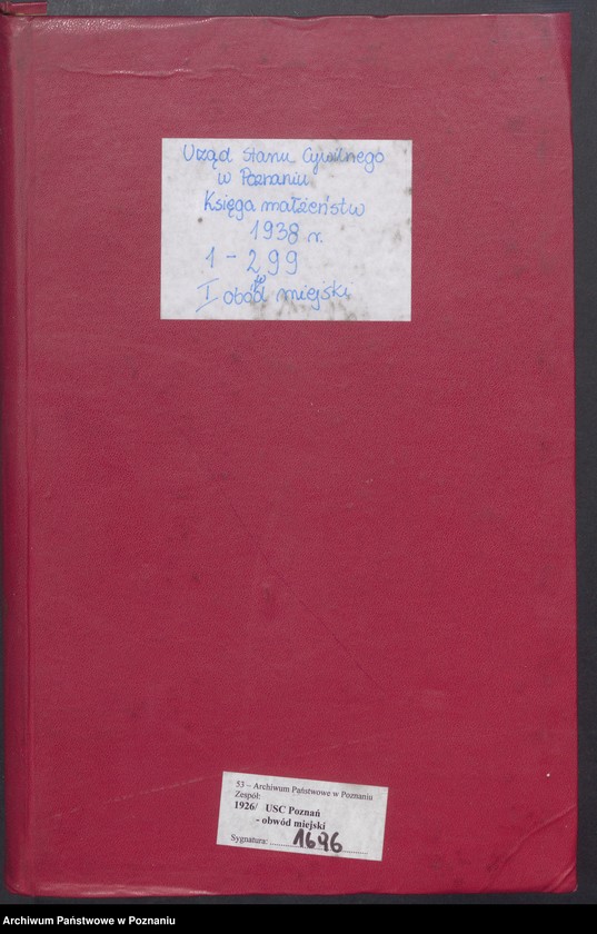 Obraz 2 z jednostki "Księga miejscowa małżeństw tom I [Rejestr główny małżeństw]"