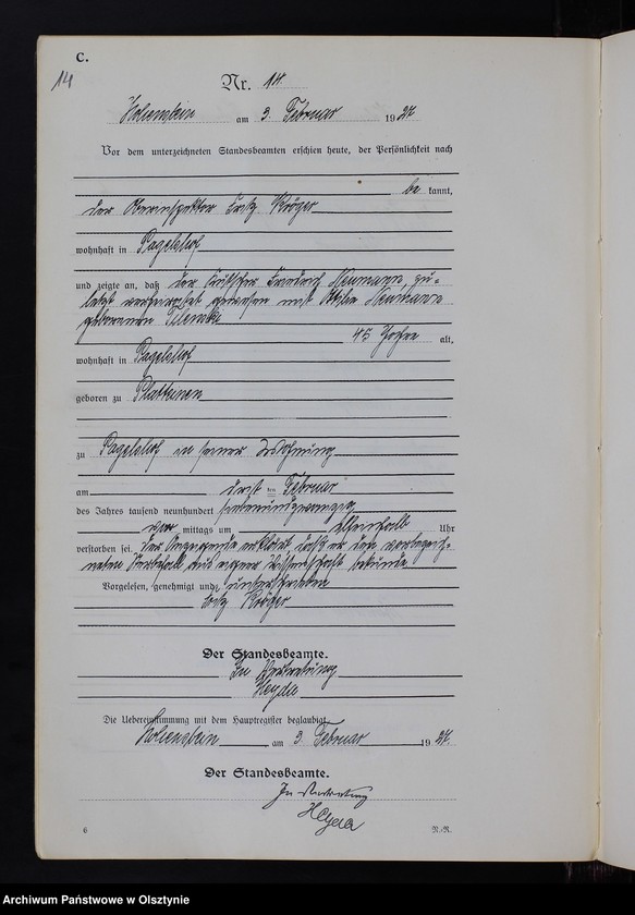 image.from.unit.number "Sterbe-Neben-Register Nr 1 - 116"