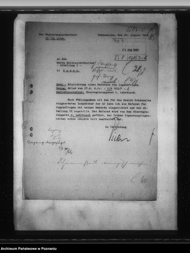 Obraz 19 z jednostki "Zarządzenia i korespondencja w sprawie hitlerowskich organizacji młodzieżowych"