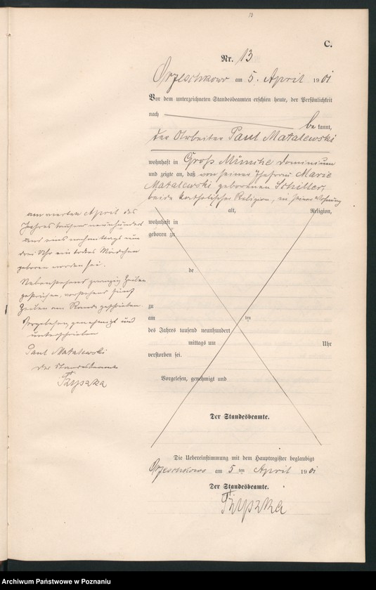 Obraz 16 z jednostki "Sterbe-Neben-Register"