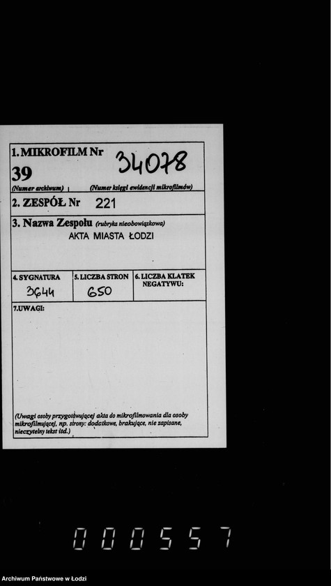 Obraz 2 z jednostki "O raschodach na pochoronu umeršich bednych žitelej goroda Lodzi"