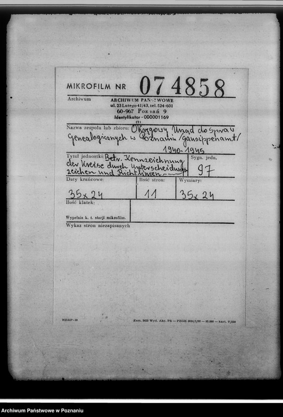 Obraz 2 z jednostki "Betrifft Kennzeichnung der Kreise durch Unterscheidungszeichen und Richtlinien für die Sichtung und Verzeichnung der Kirchenbücher"