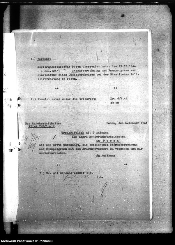 Obraz 8 z jednostki "Einrichtung von Wohlfahrtsräumen bei der staatlichen Polizeiverwaltung in Posen"