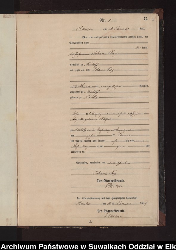 image.from.unit.number "Sterbe-Neben-Register des Preussischen Standes-Amtes Neuhoff Kreis Loetzen"