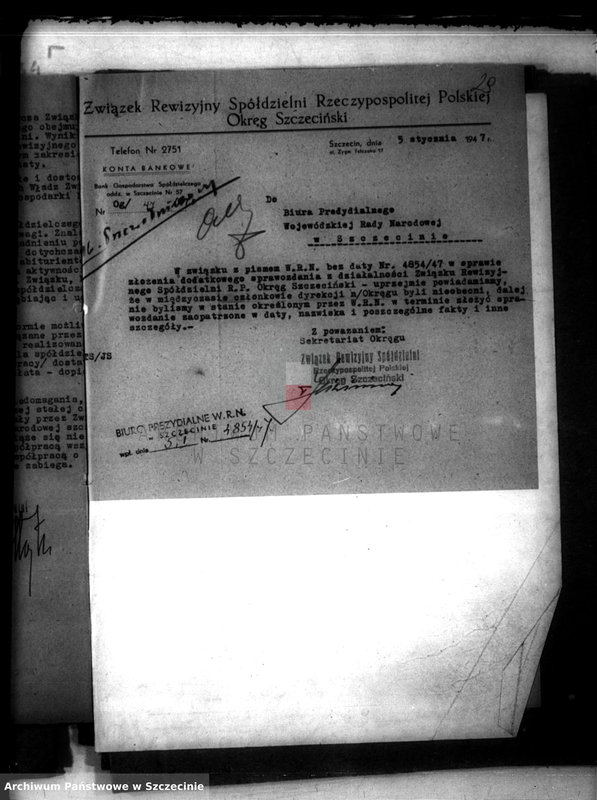 Obraz 19 z jednostki "Związek Rewizyjny Spółdzielni R.P.Okręg Szczeciński - korespondencja"