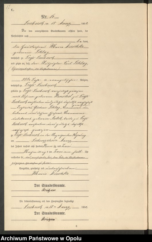 image.from.unit.number "Sterbe-Neben-Register Standes-Amt Leubusch 1892"