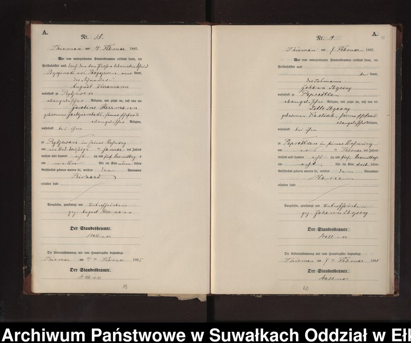 image.from.unit.number "Geburts-Neben-Register des Preussischen Standes-Amtes Rydzewen Kreis Loetzen"