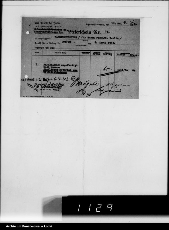 Obraz 14 z jednostki "Warenverwertung. Lager 91. [Aufträge] 5750-5800"