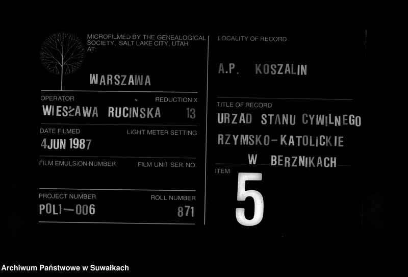 Obraz 1 z jednostki "Duplikat Berznickago Rimsko- Katoličeskago Prichoda Rodivšichsja, Brakosočetavšichsja i Umeršich za 1883 god."