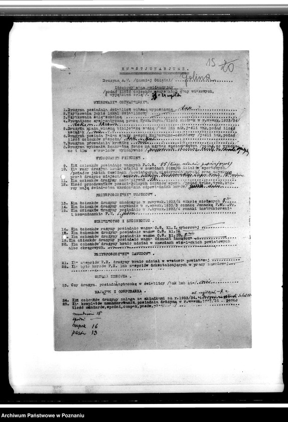 Obraz 19 z jednostki "Korespondencja Związku Strzeleckiego, sprawozdania, kwestionariusze ewidencyjne, rozkazy Komendy Powiatowej Związku Strzeleckiego w Koninie i podległych jej oddziałów"