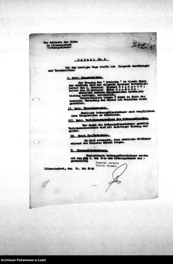 Obraz 4 z jednostki "[Rozkazy dzienne, zarządzenia i okólniki Komendy Służby Porządkowej skierowane do rewirów]"